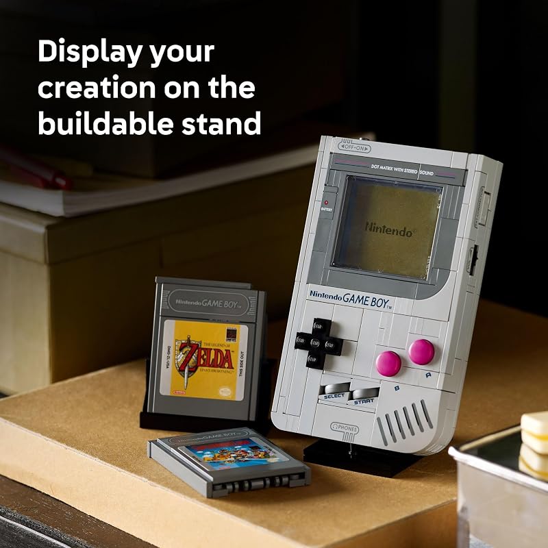 LEGO Super Mario Game Boy Retro Building Sets for Adults Ages 18 Gifts for Birthdays Collectible Model with Game Paks and Display Stand 72046