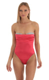 Rhinestone Satin Bodysuit in Red