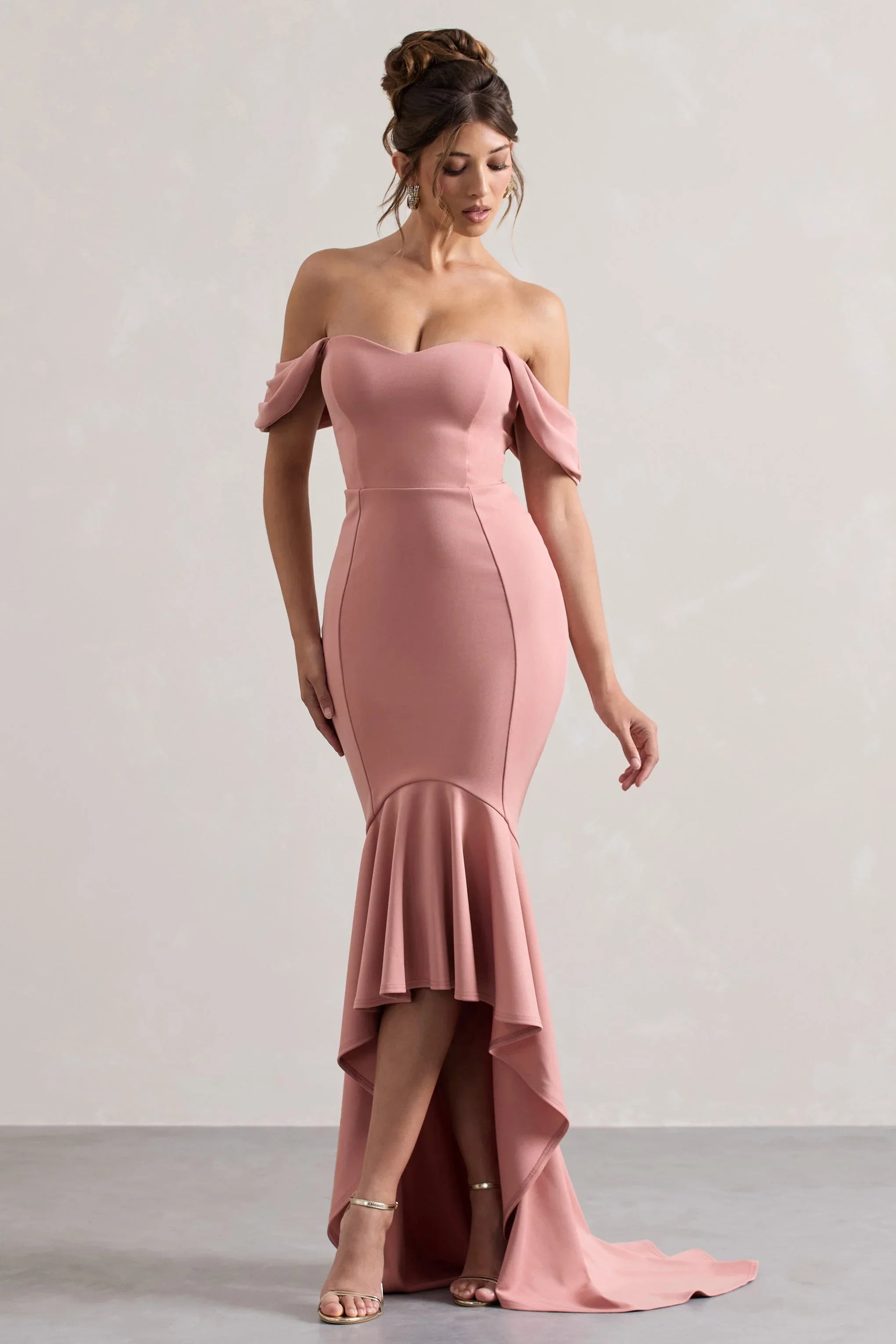 Cotillion Blush Sweetheart High Low Maxi Dress With Ruffle Hem