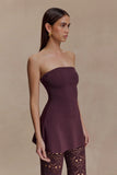 Anette Bandage Knit Strapless Top Chocolate