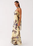 Under The Pagoda Maxi Dress Buttercream Leaf Print