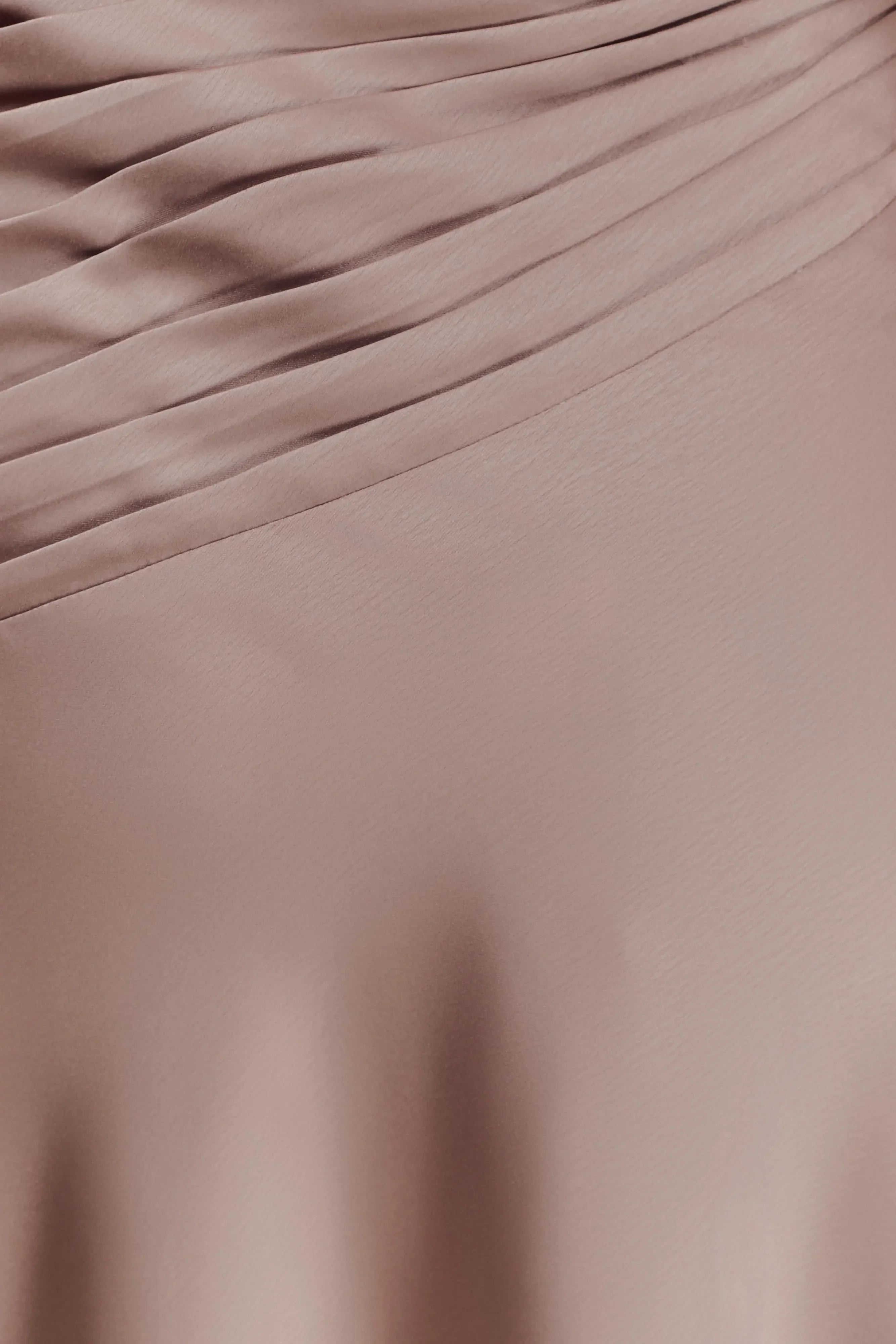 Lyla Asymmetrical Satin Maxi Dress Bronze Taupe