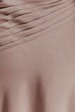 Lyla Asymmetrical Satin Maxi Dress Bronze Taupe