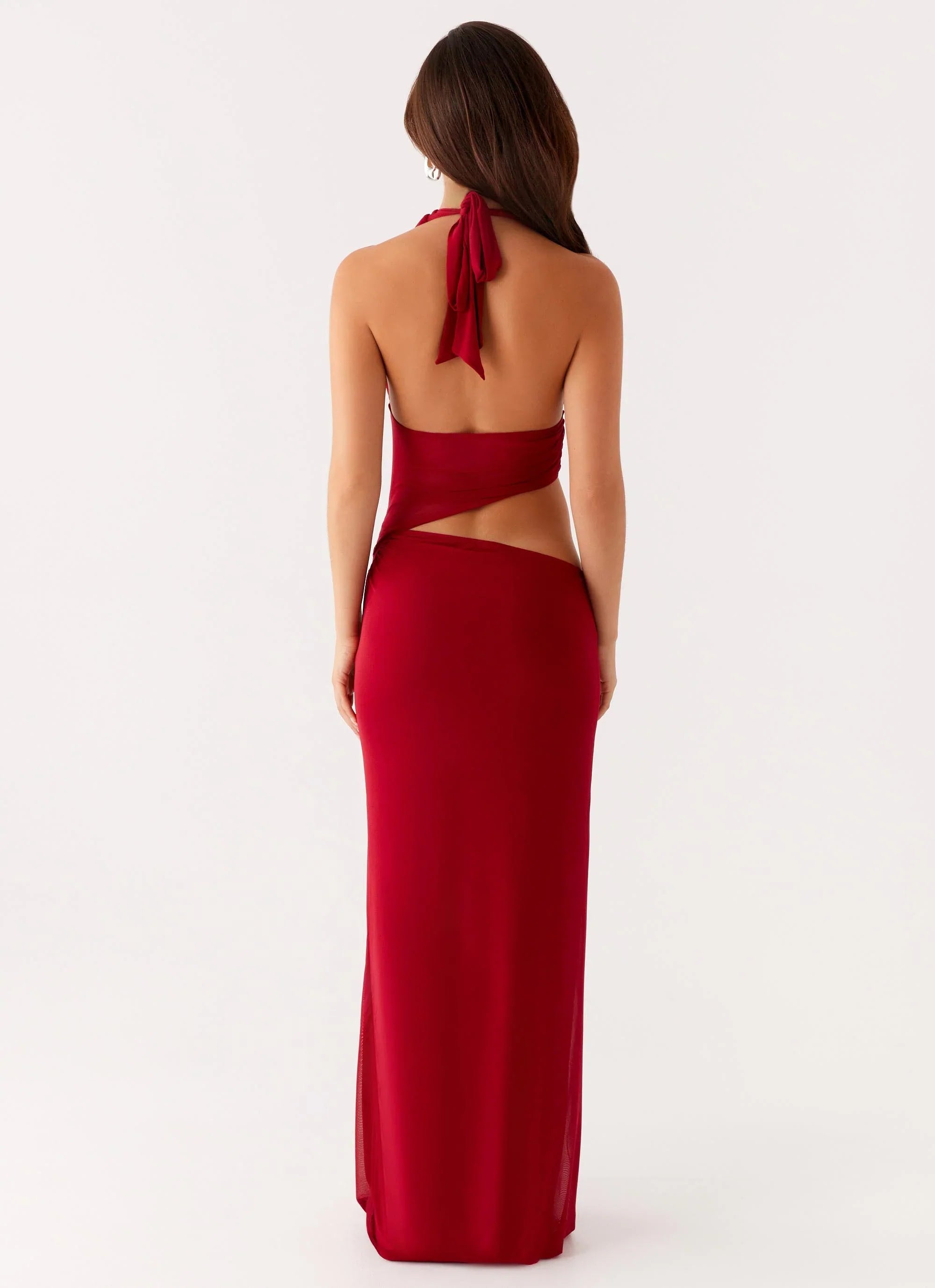 Main Act Halter Maxi Dress Raspberry