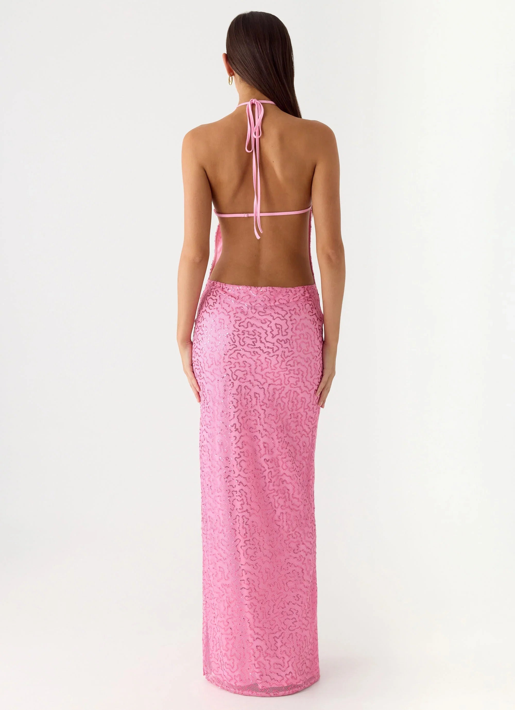 Lorenz Sequin Maxi Dress Pink