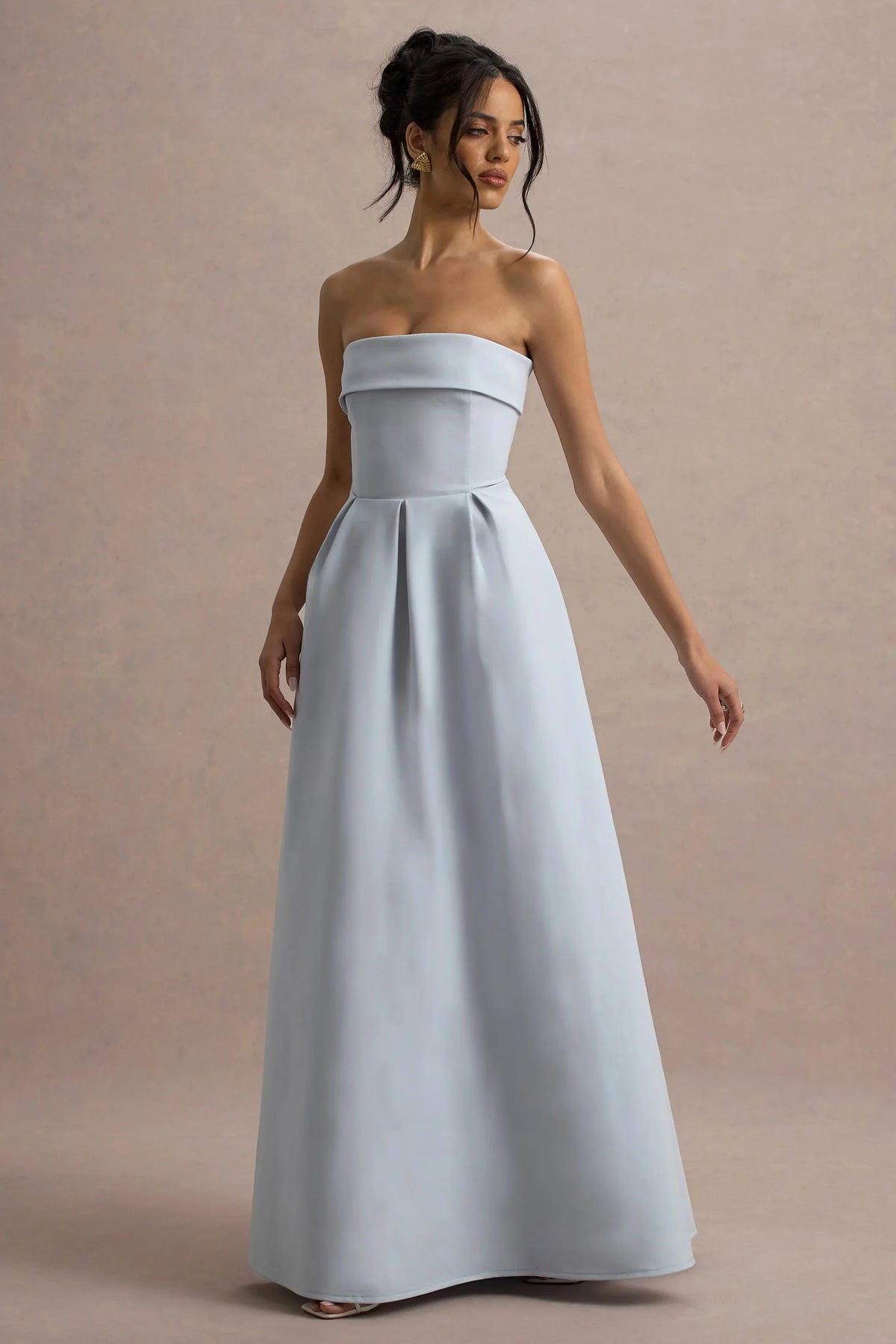 Maddalena Powder Blue Bandeau Skater Maxi Dress