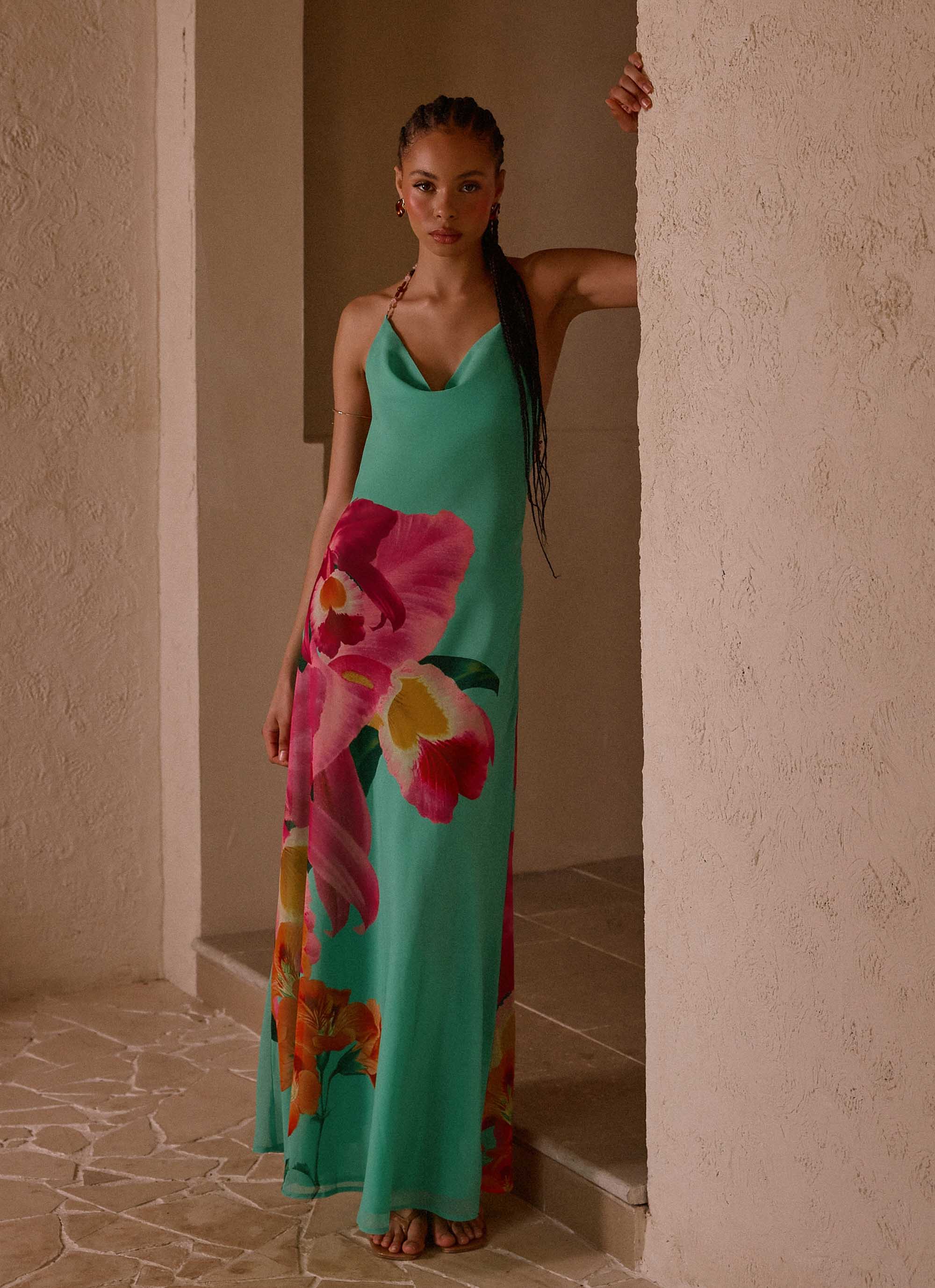 Morning Crush Cowl Maxi Dress Jungle Bloom