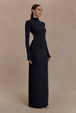 Kiyah Slinky Cut Out Maxi Dress Black