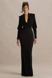 Kaylee Black Cowl Neck Maxi Dress With Draping Details