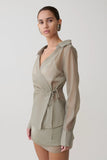 Frankie Organza Cross Over Shirt Smoke