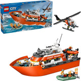 LEGO City Coast Guard Rescue Boat Helicopter Building Toys Kids Pretend Play Set for Boys Girls Ages 7 W 2 Rescue Boat Toys 5 Minifigures Dog Figure Gift Idea for Birthdays 60504