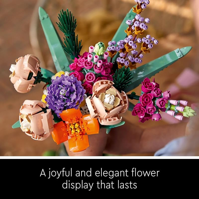 LEGO Botanicals Flower Bouquet 10280 Building Set Adults 18 Artificial Flowers Relaxing Bedroom or Home Office Decor Gift for Anniversary 756 pieces