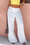 Alamara White Floral Detail Wide Leg Pants PRE ORDER