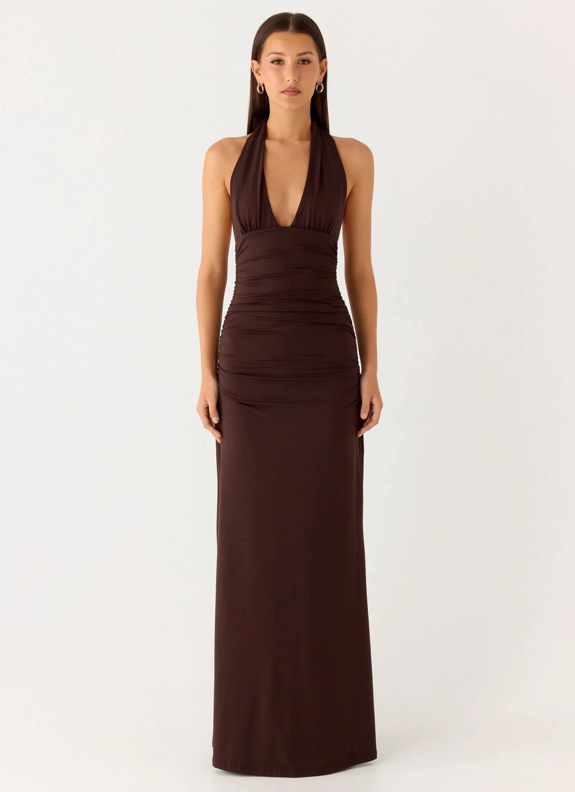 Ilaria Halter Maxi Dress Chocolate