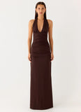 Ilaria Halter Maxi Dress Chocolate