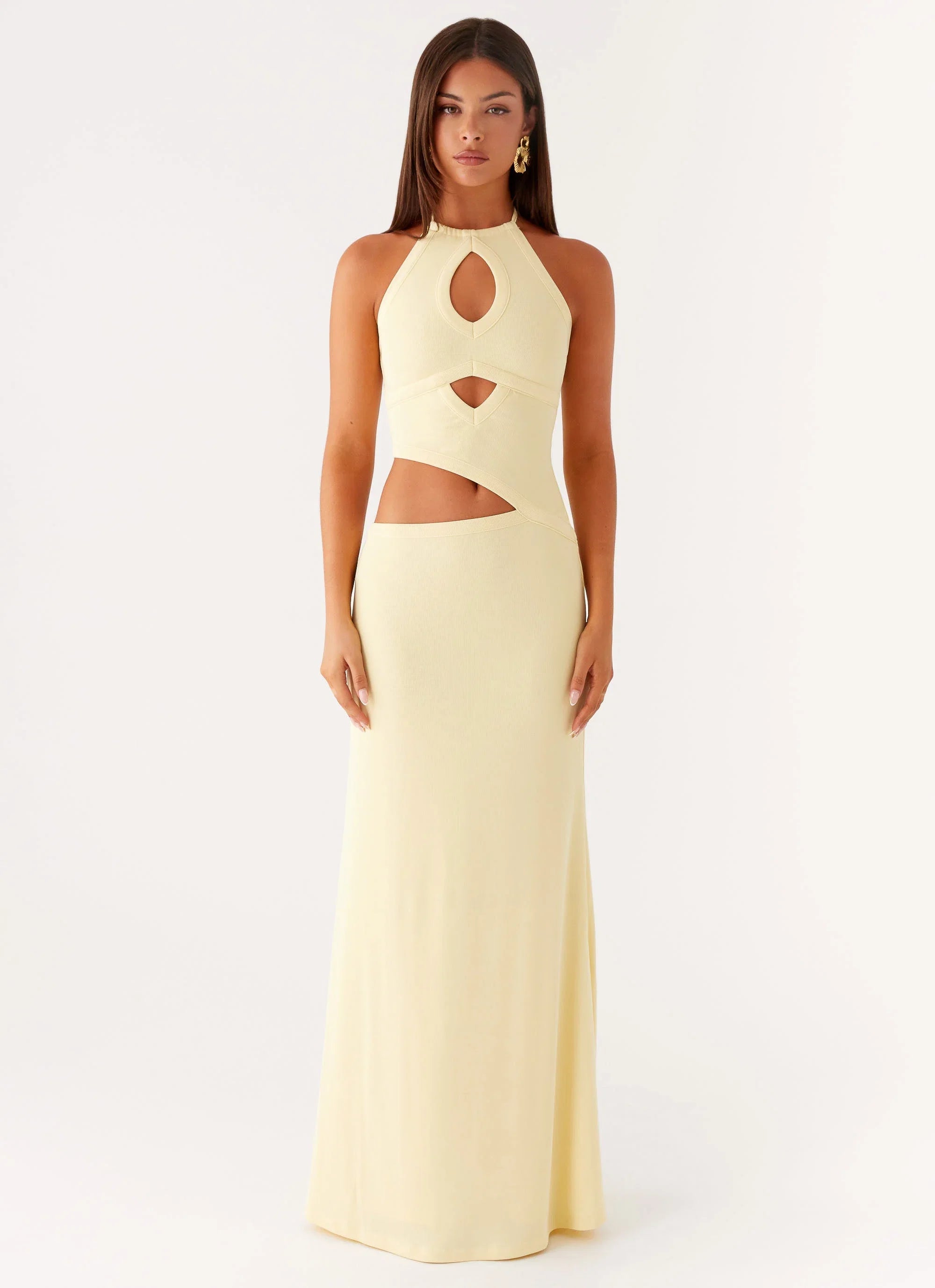 Lanah Cut Out Maxi Dress Yellow