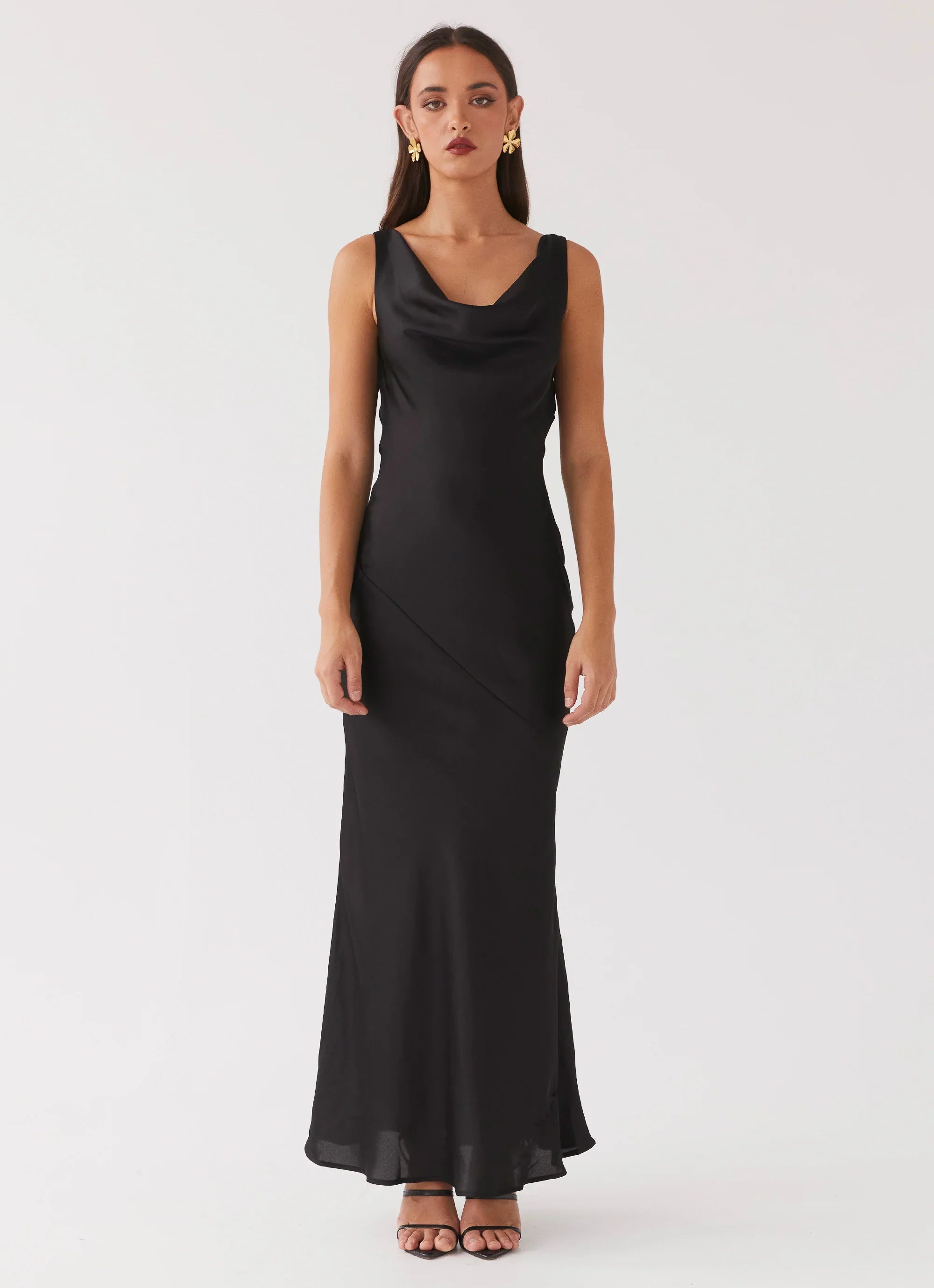 Be Mine Satin Maxi Dress Black
