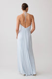 Maely Gathered Slinky Maxi Dress Pale Blue