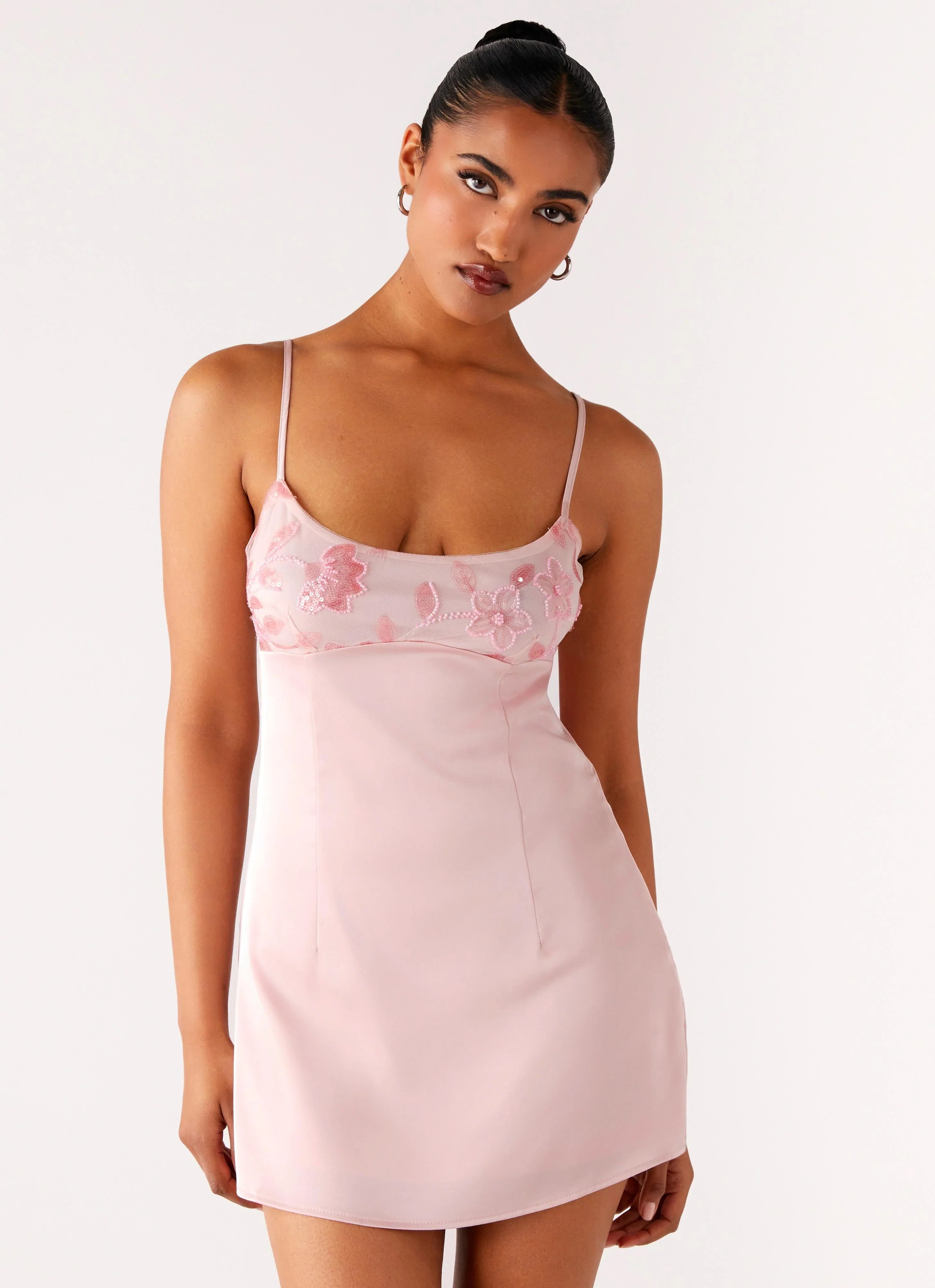Zion Beaded Micro Mini Dress Pink