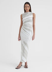 Printed Ruched Jersey Midaxi Dress