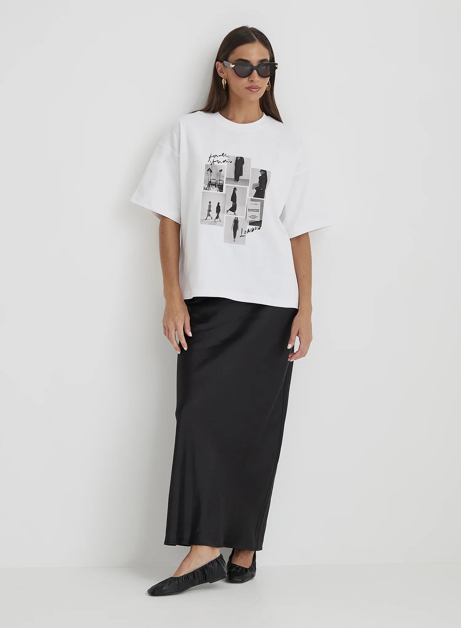 White Catwalk Polaroid Graphic T Shirt