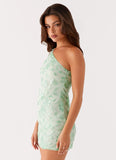 Amina Beaded Mini Dress Sage