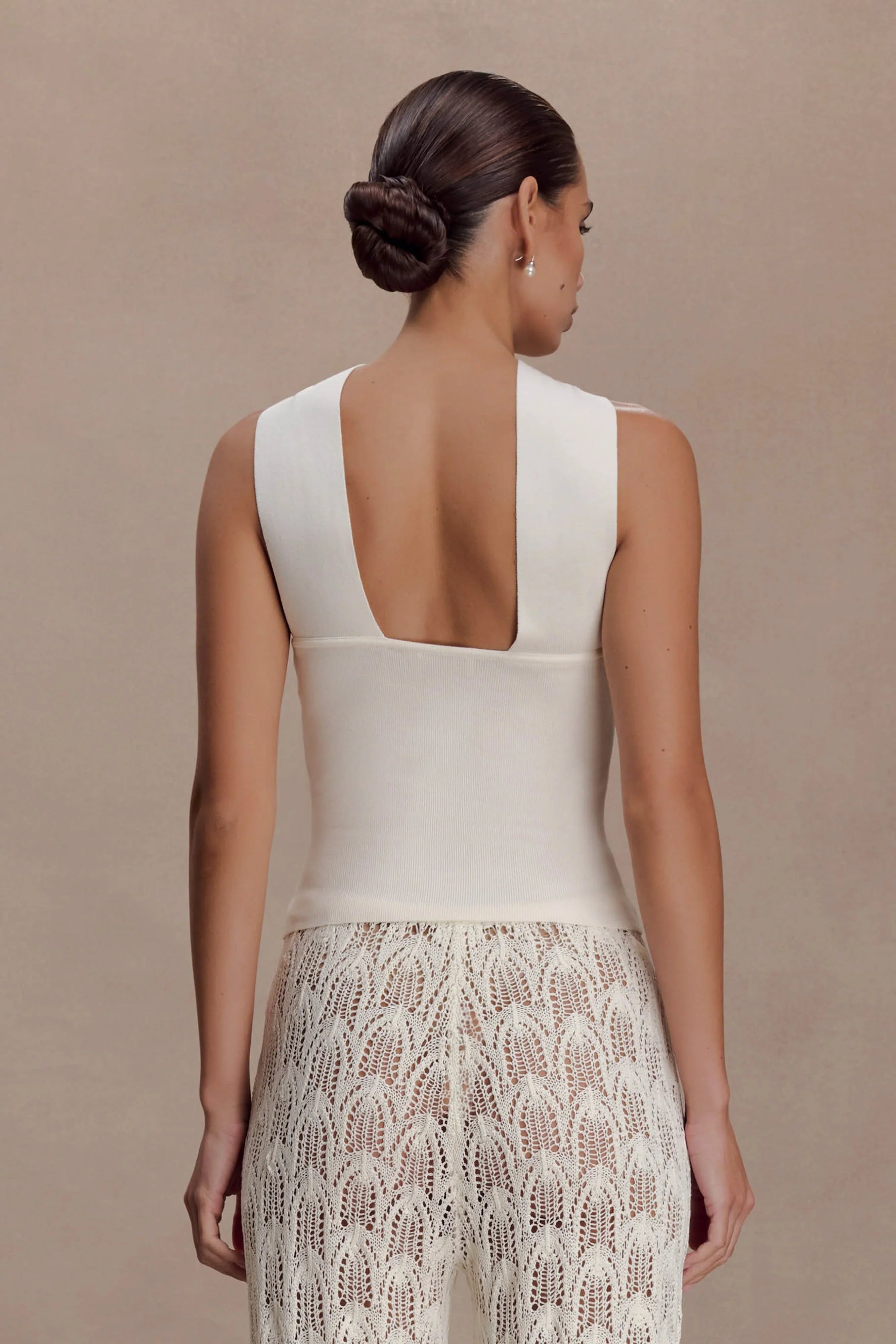 Angelika Twist Front Knit Top Ivory