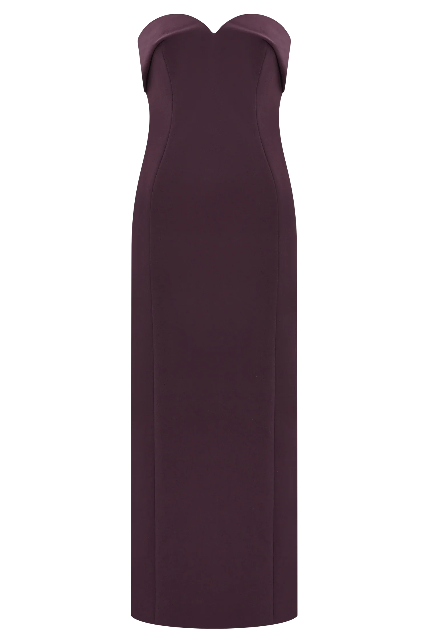 Cary Folded Strapless Crepe Midi Dress Wine