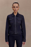 Cierra Cinched Jacket Top Washed Indigo Blue