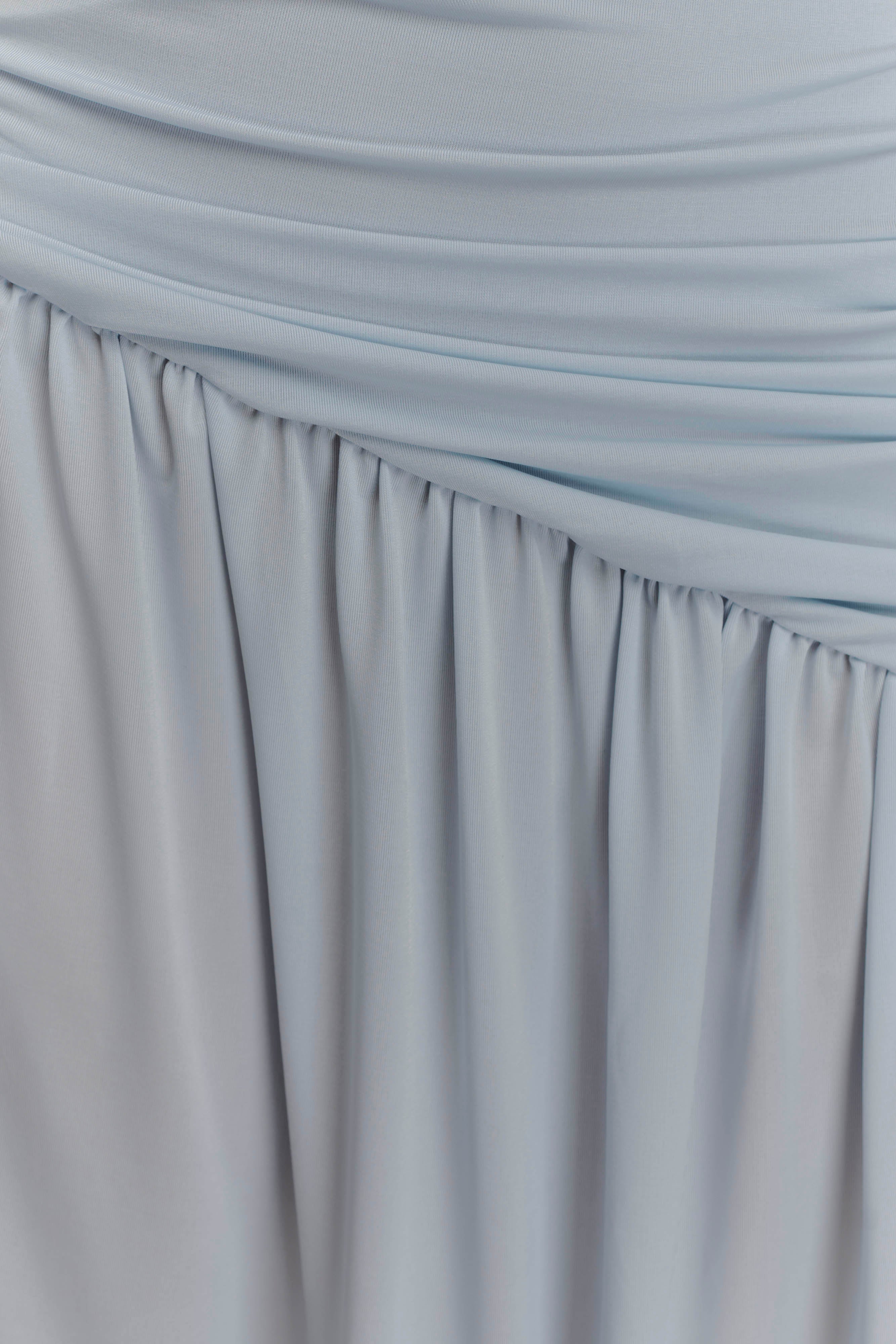 Bex Strapless Slinky Maxi Dress With Split Pale Blue