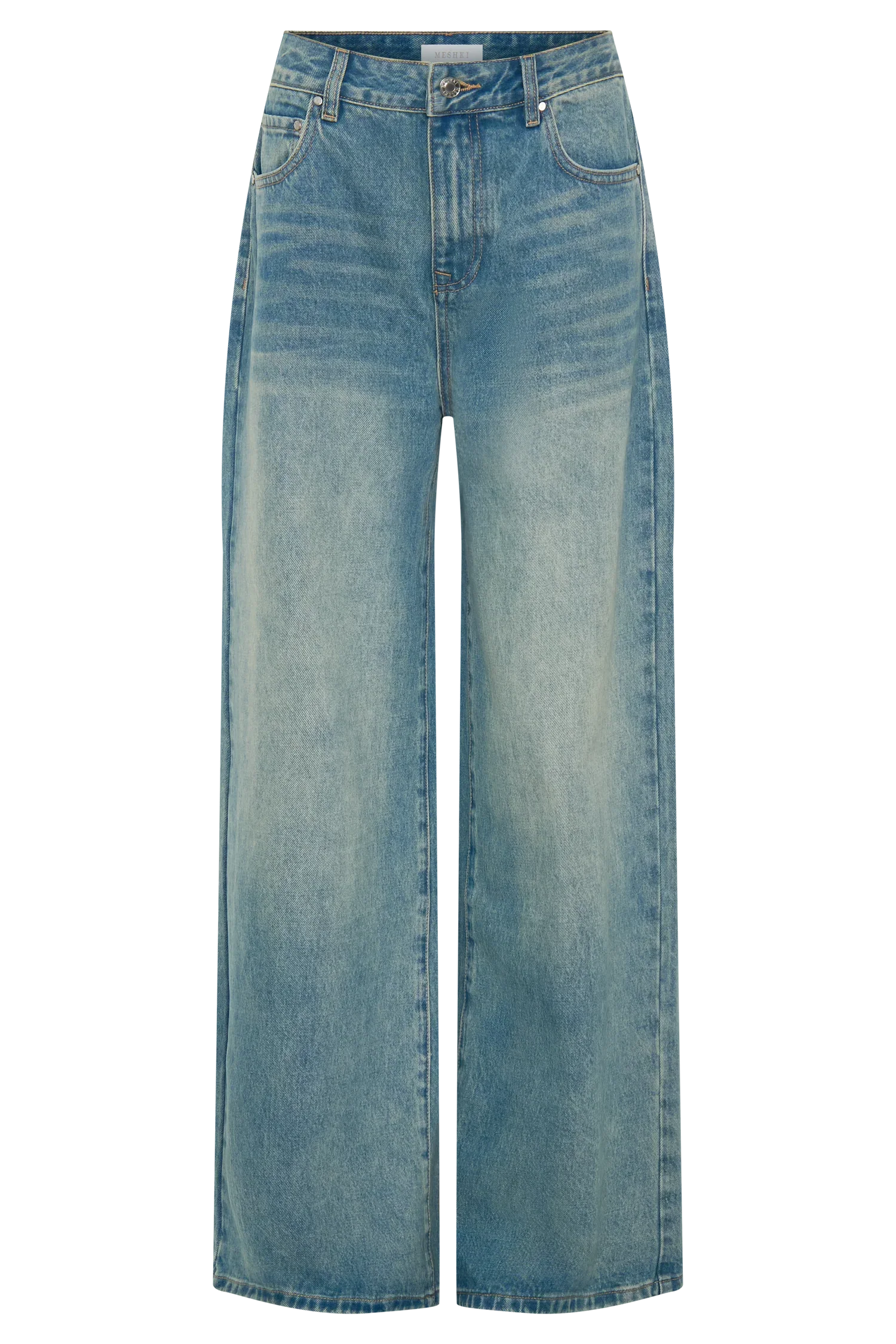 Romi Mid Rise Wide Leg Jeans Faded Mid Blue