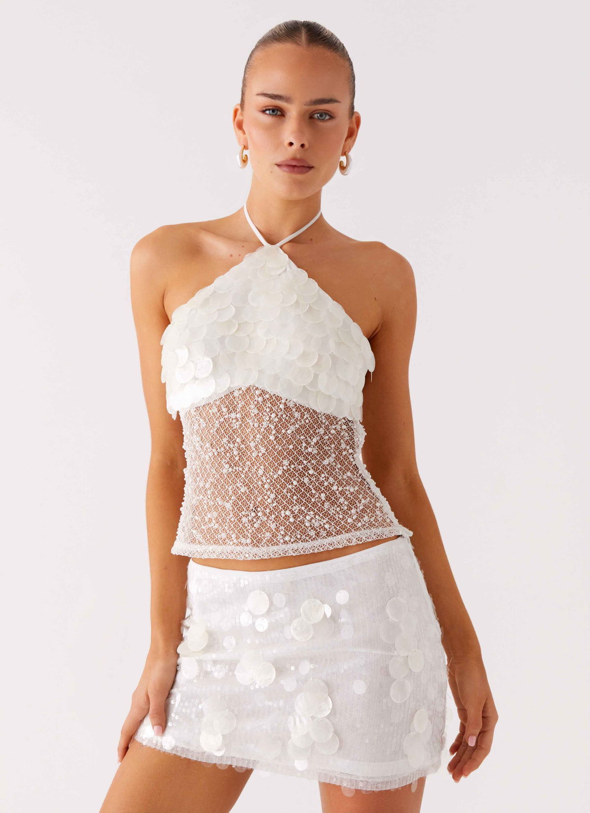 Shelly Halter Top White