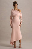 Lou Pink One Shoulder Asymmetric Maxi Dress