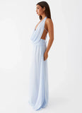 Elysia Chiffon Maxi Dress Baby Blue