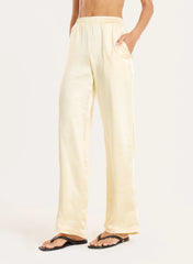 Lemon Satin Wide Leg Scarf Trousers