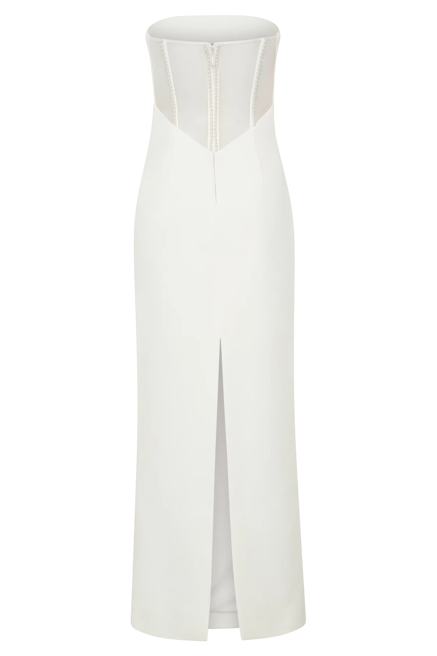Sloane Strapless Maxi Dress With Pearls White