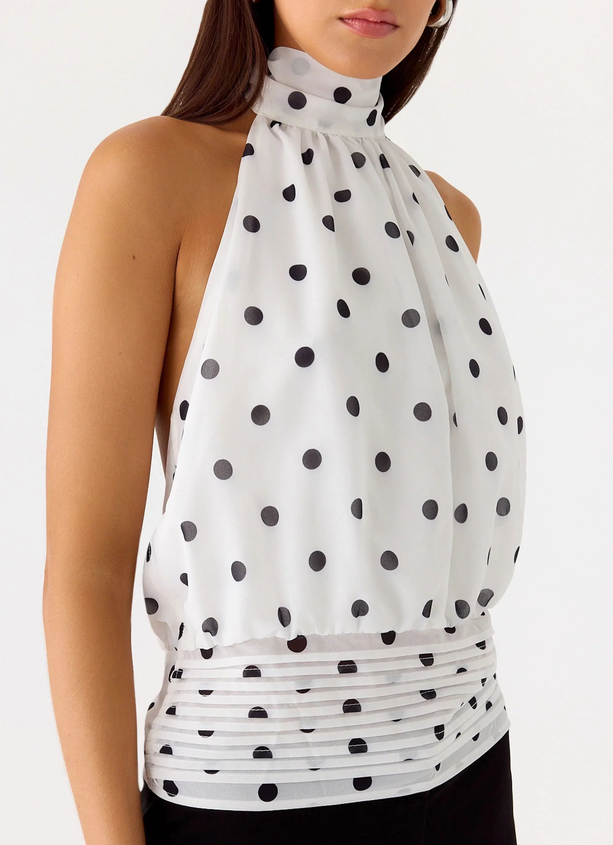 Willow Chiffon Top White Polkadot