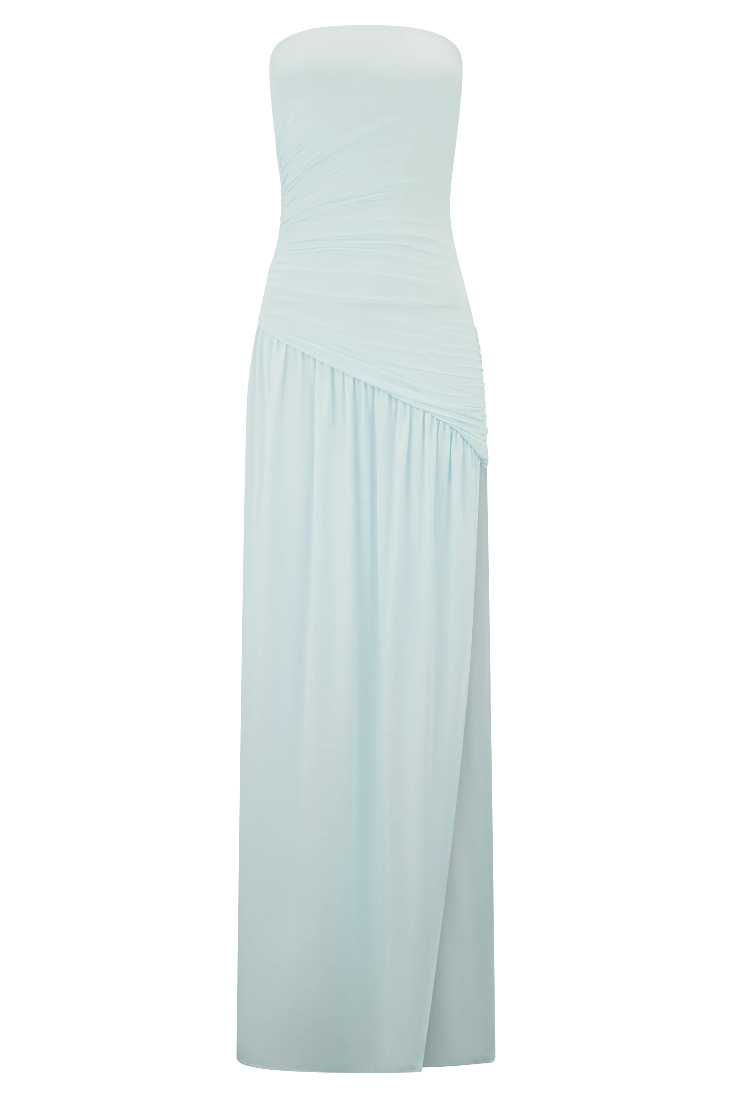 Bex Strapless Slinky Maxi Dress With Split Pale Blue