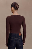 Kaylen Knit Long Sleeve Top Dark Chocolate