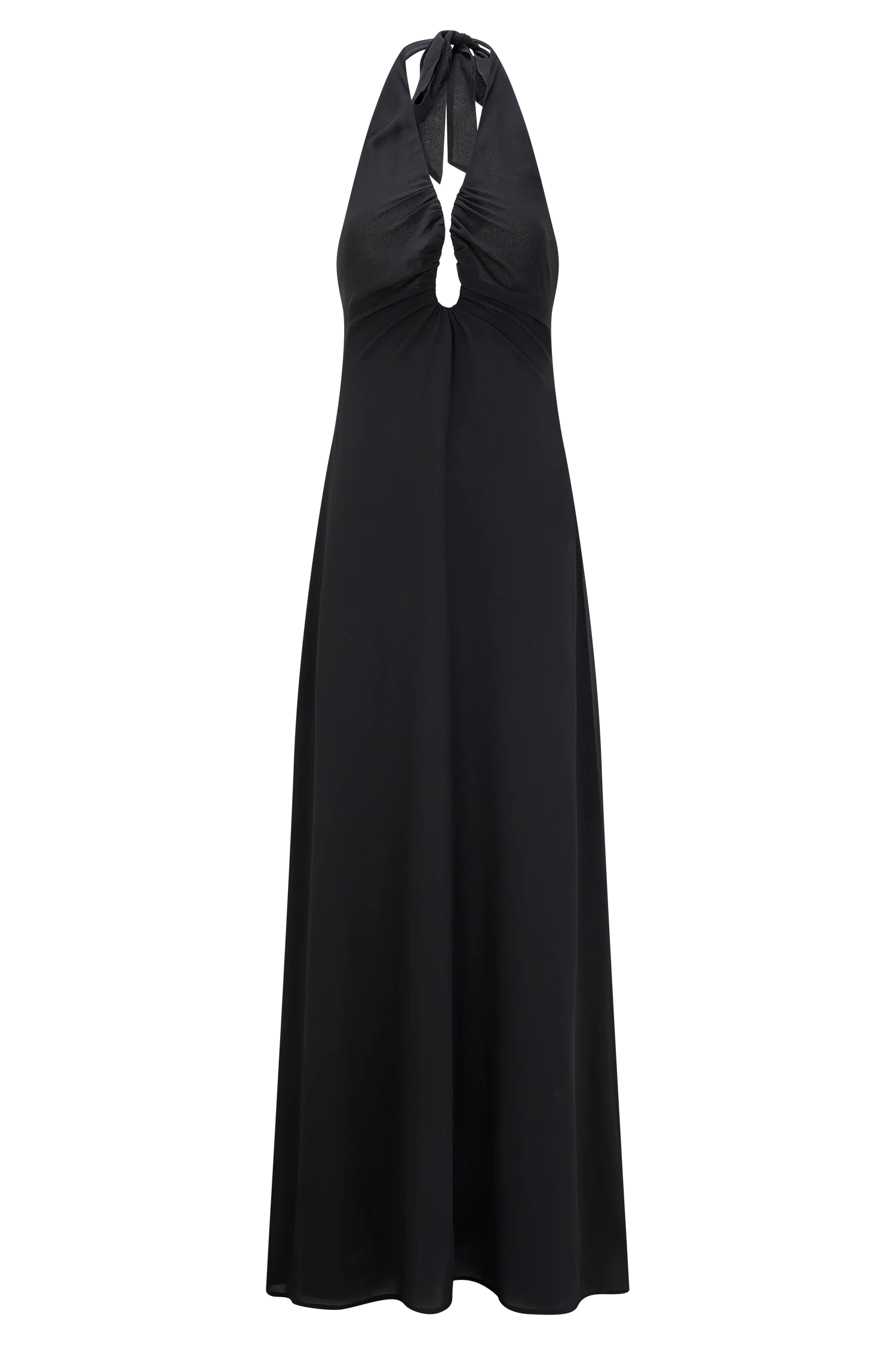 Malakhai Chiffon Halter Maxi Dress Black