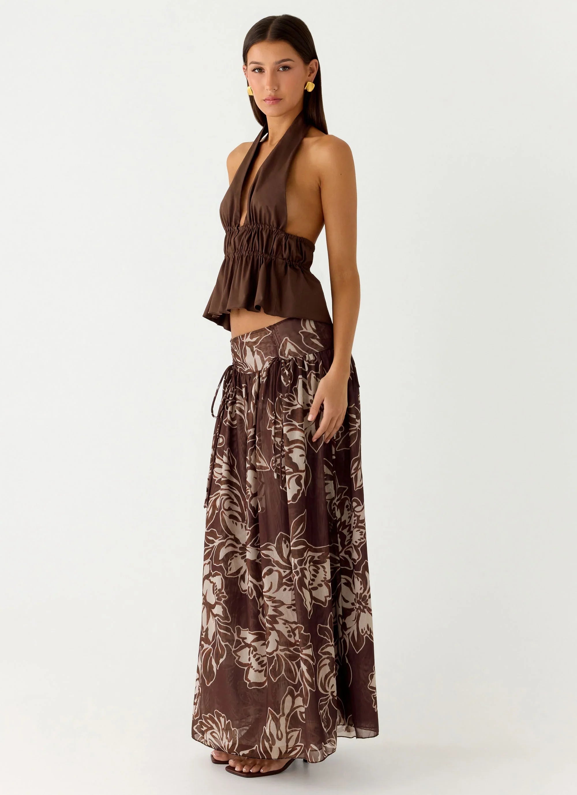 Hot Like Me Maxi Skirt Espresso Meadow