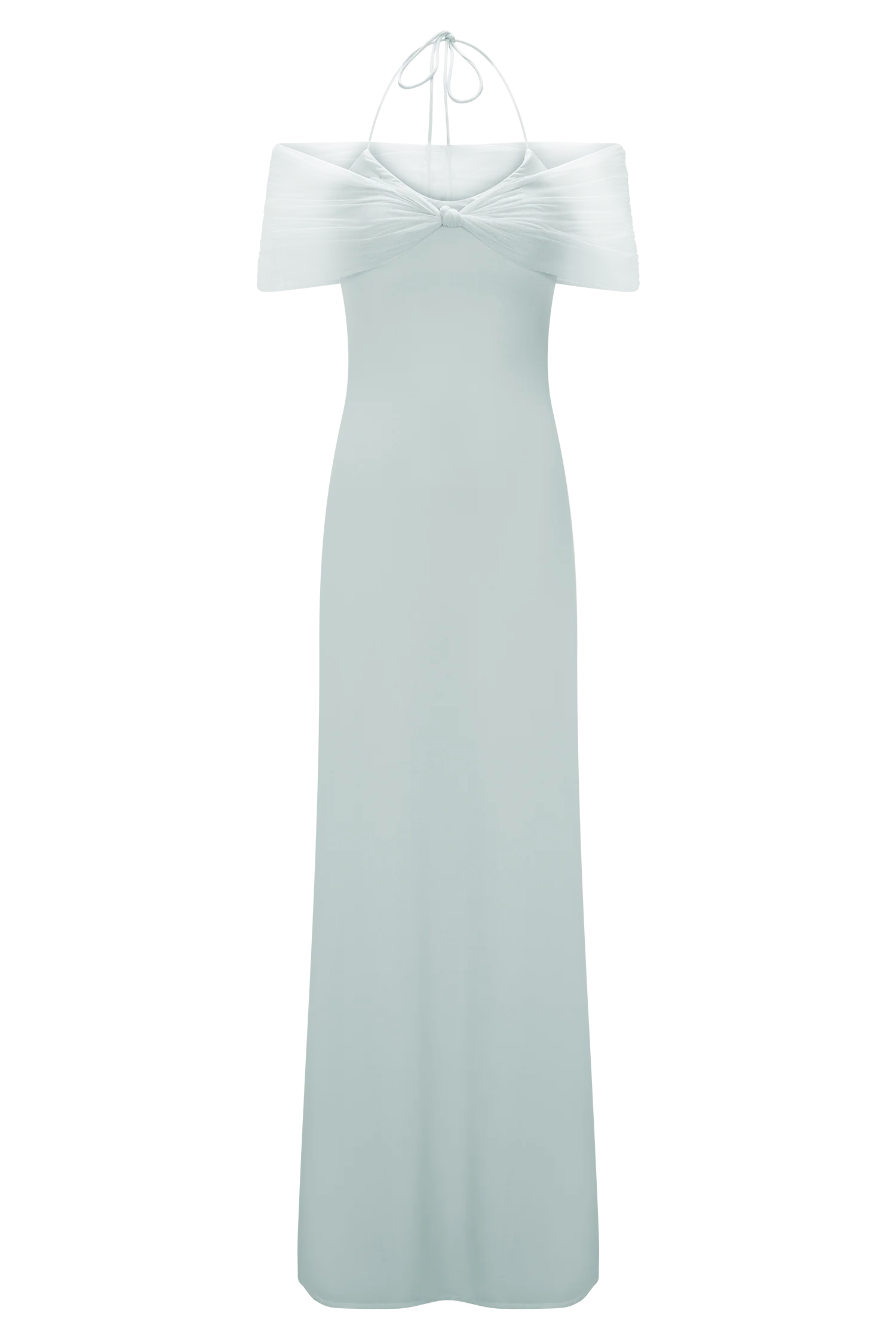 Bernadina Mesh And Slinky Halter Maxi Dress Pale Blue