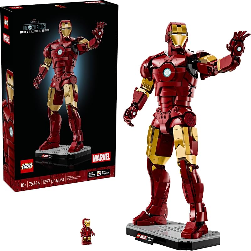 LEGO Marvel Iron Man Mark 3 Collectors Edition Building Set Poseable Super Hero Construction Kit W Mark 3 Minifigure for Adults Ages 18 Collectible Gift Idea for Birthdays 76344