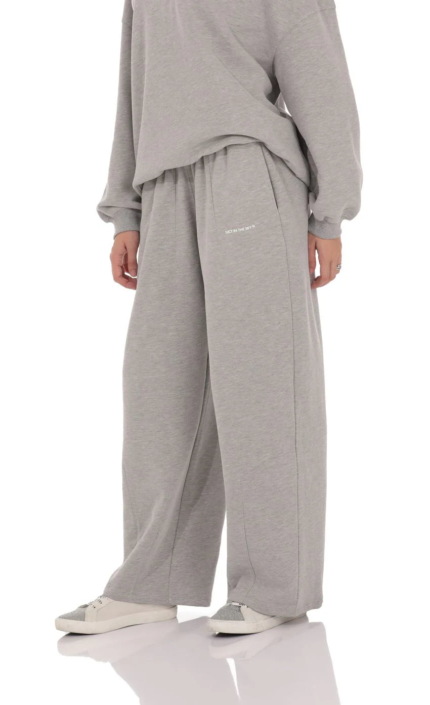 Darted Barrel Fleece Sweatpants in Grey