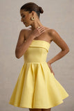 Bruna Lemon Bandeau Skater Mini Dress