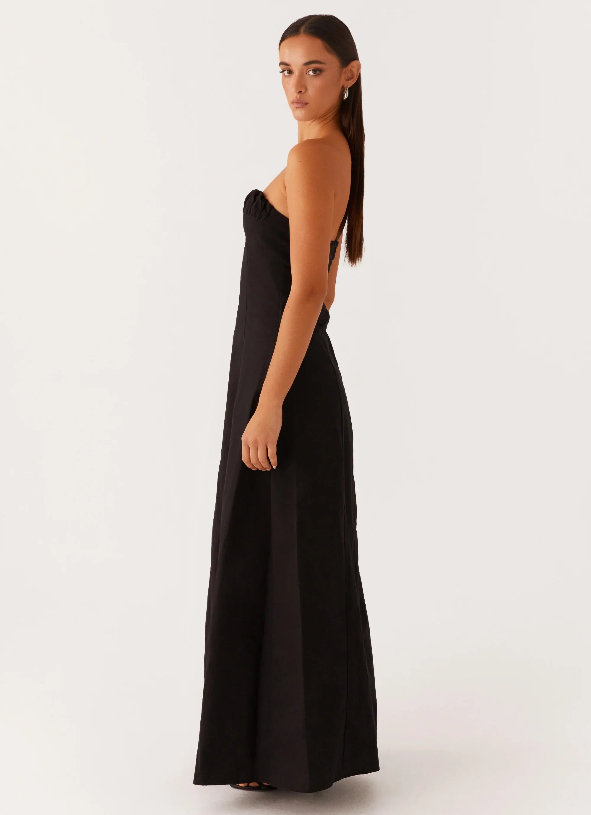 Tayla Linen Maxi Dress Black