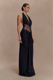 Bonnie Slinky And Lace Maxi Dress Black