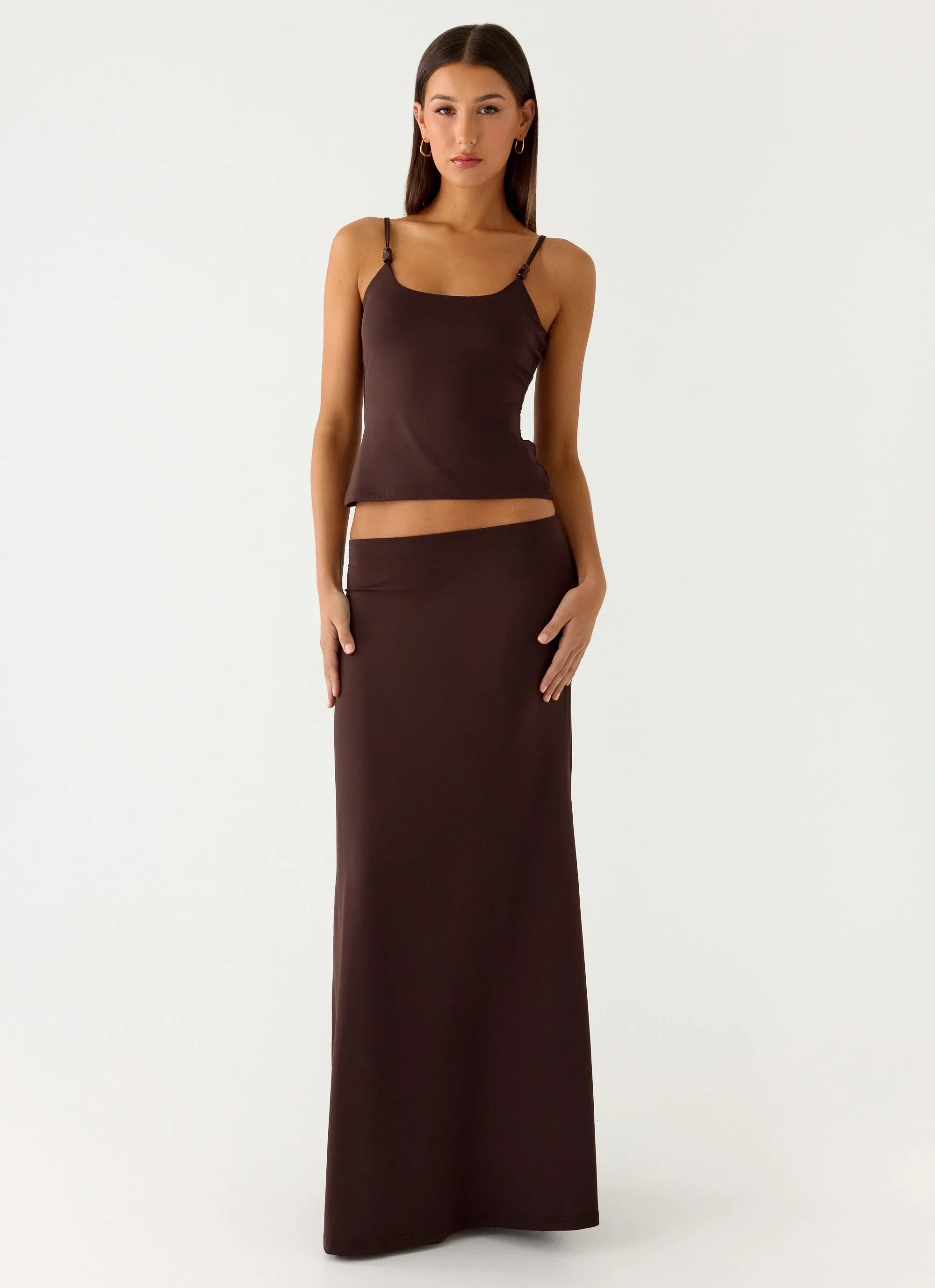 Like A Flower Maxi Skirt Chocolate