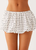 Heather Mini Skort White Black Polka Dot