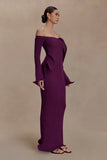 Sandrine Off Shoulder Knit Maxi Dress Plum